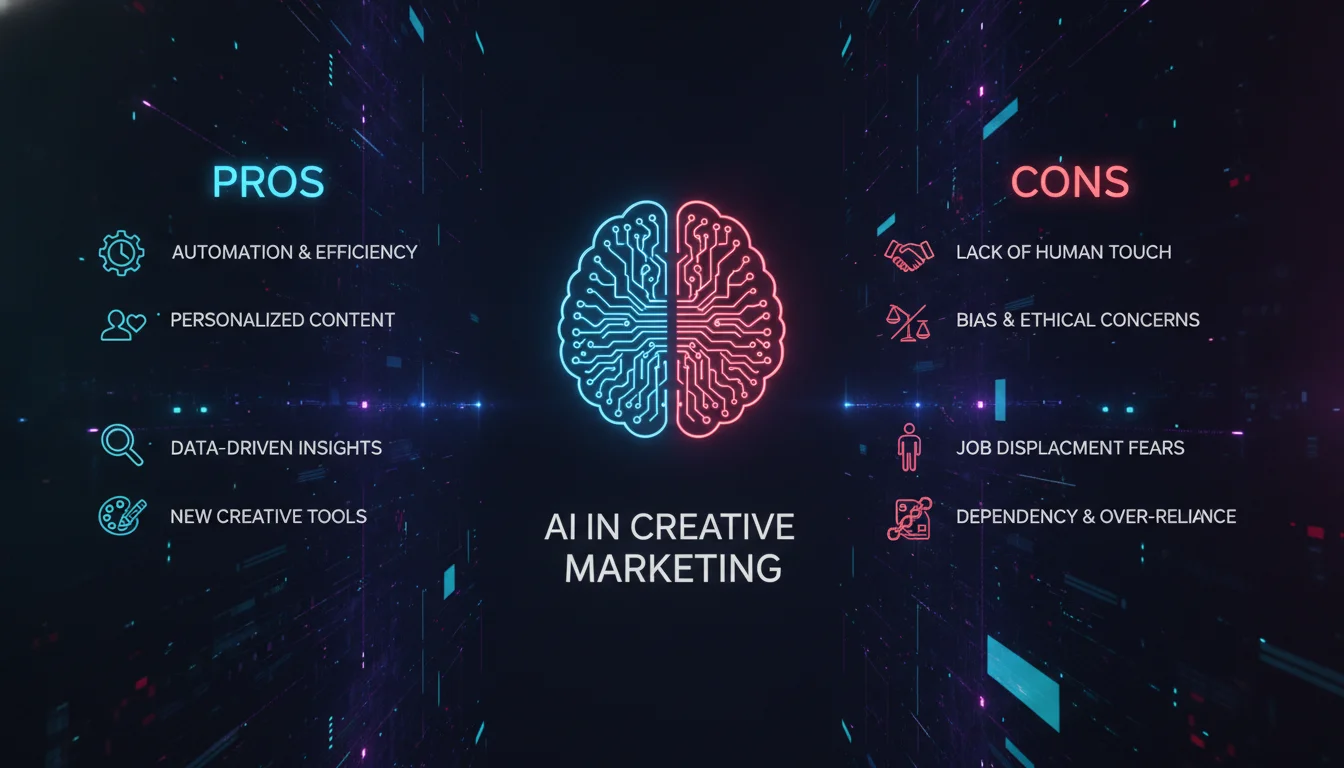 Pros and Cons of AI in Creative Marketing — illustrated overview