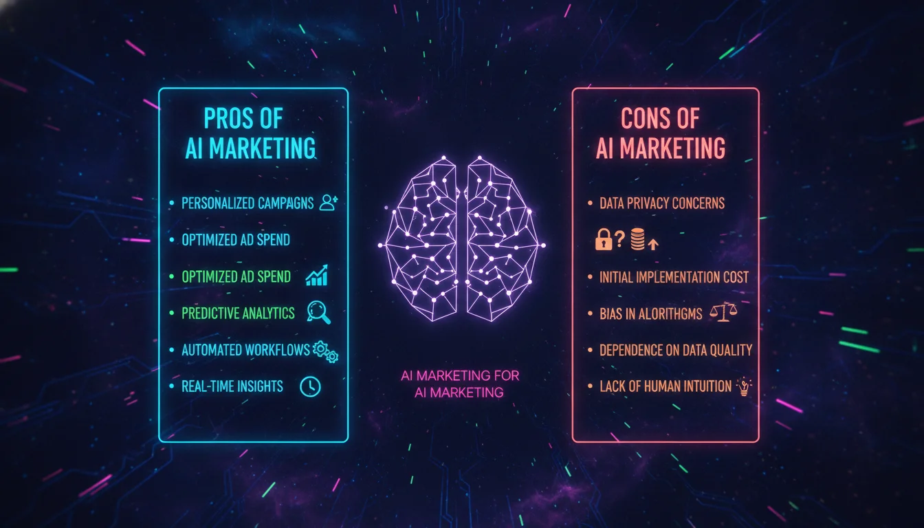 Visual guide to Pros and Cons of AI Marketing