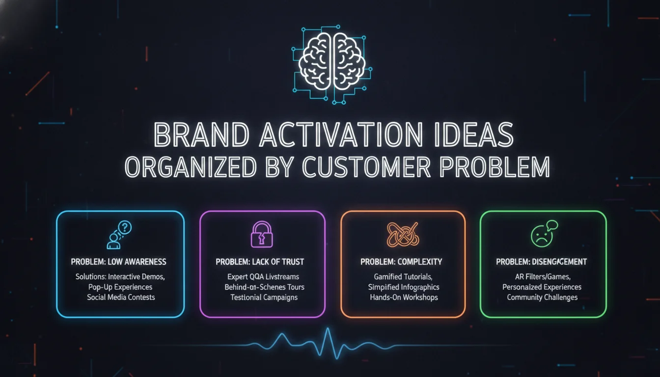 Visual guide to Brand Activation Ideas Organized by Customer Problem