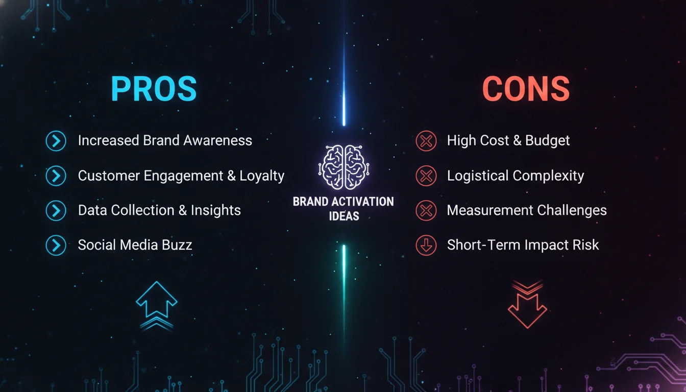 Pros and Cons of Brand Activation Ideas — illustrated overview