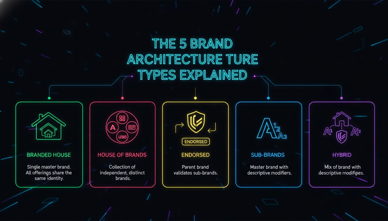 Concept illustration for The 5 Brand Architecture Types Explained