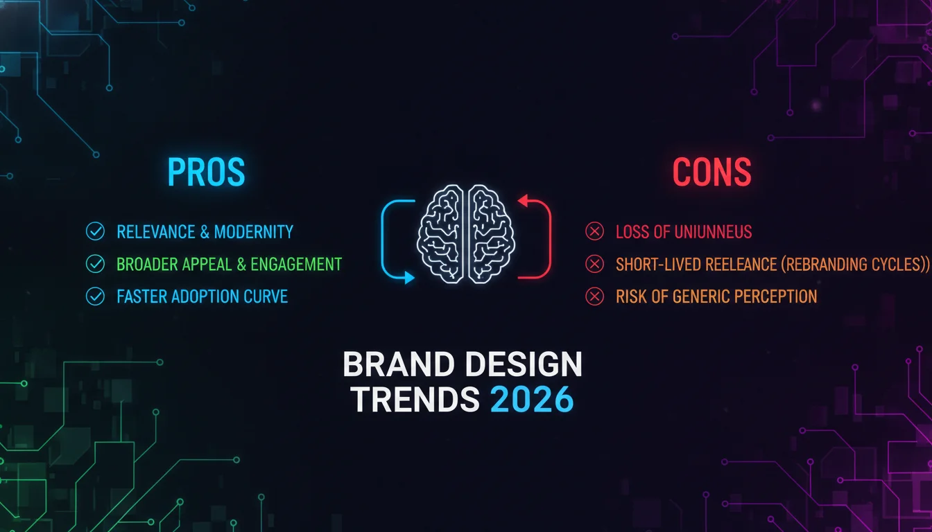 Illustration of Pros and Cons of Following Brand Design Trends 2026