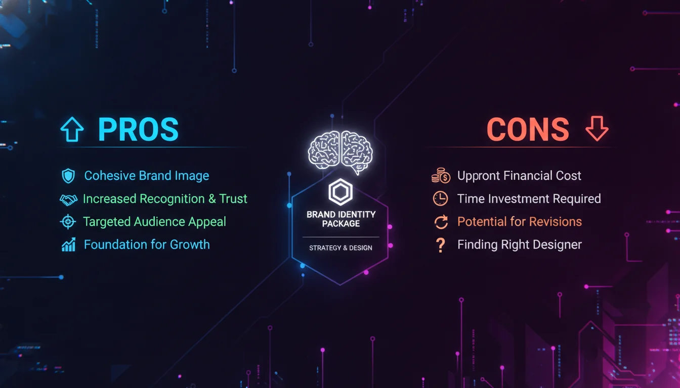 Pros and Cons of Investing in a Brand Identity Package — illustrated overview