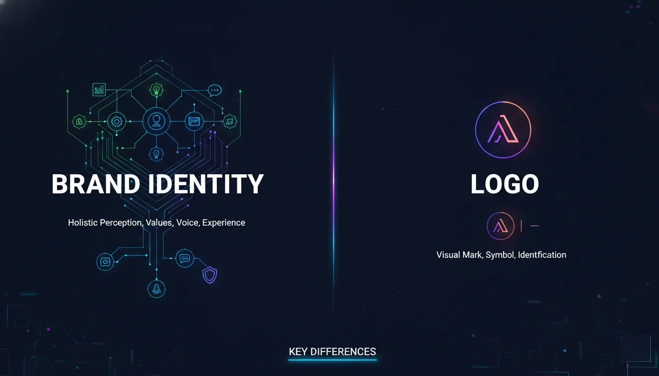 Visual guide to Brand Identity vs Logo: Key Differences