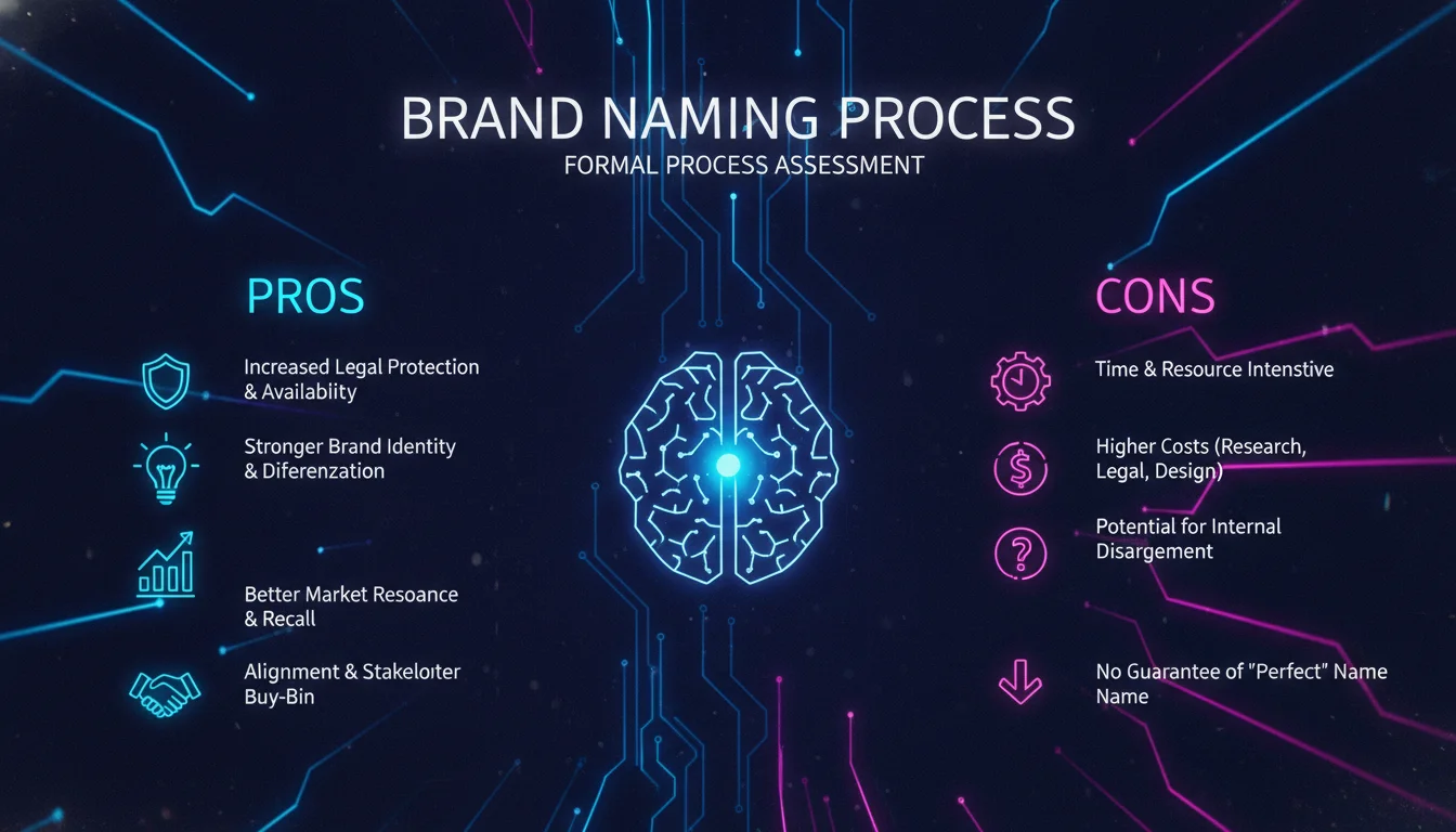 Visual guide to Pros and Cons of Running a Formal Brand Naming Process
