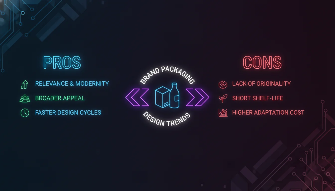 Illustration of Pros and Cons of Following Brand Packaging Design Trends