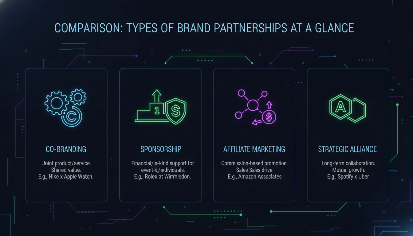 Concept illustration for Comparison: Types of Brand Partnerships at a Glance
