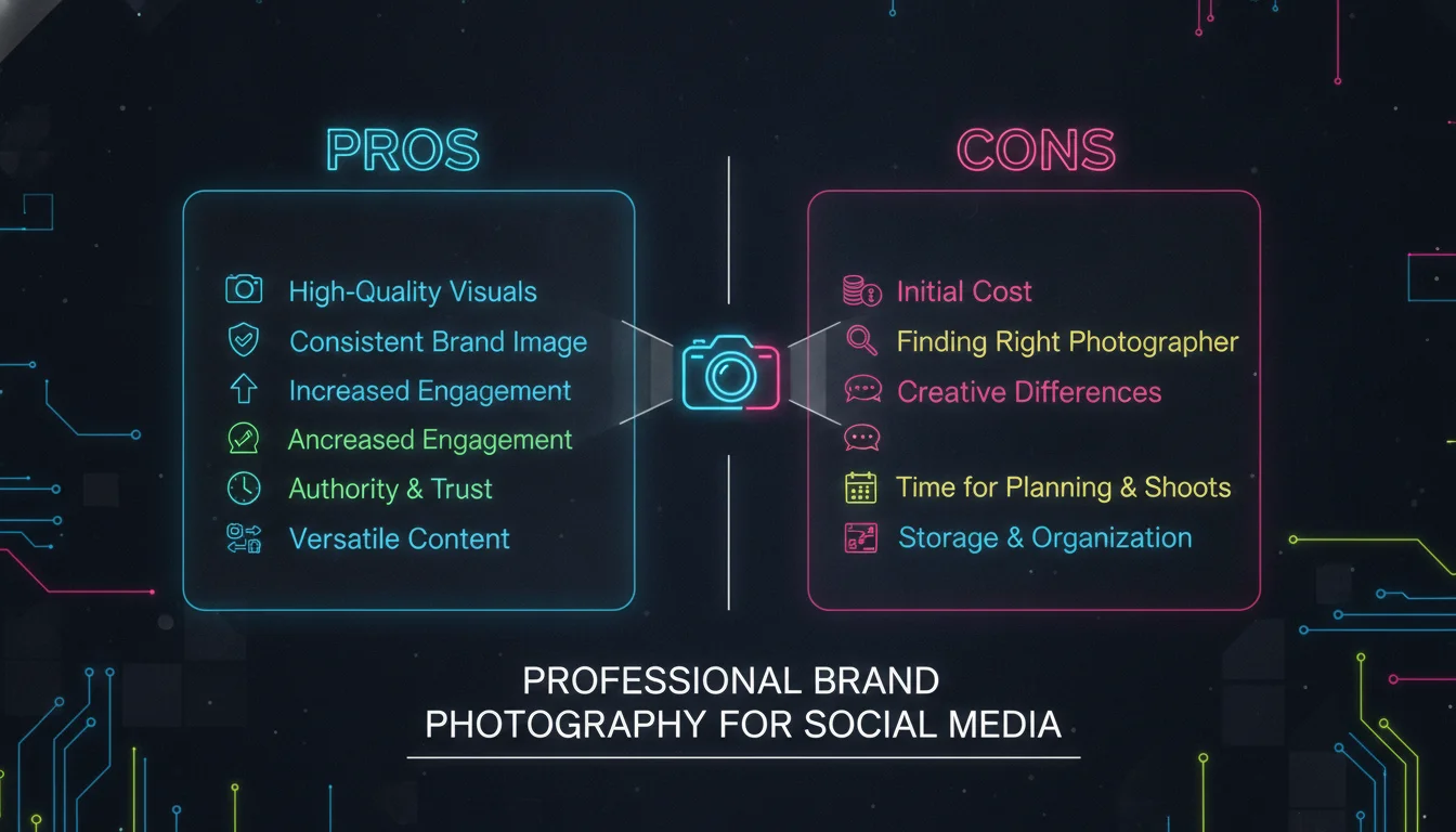 Pros and Cons of Professional Brand Photography — illustrated overview