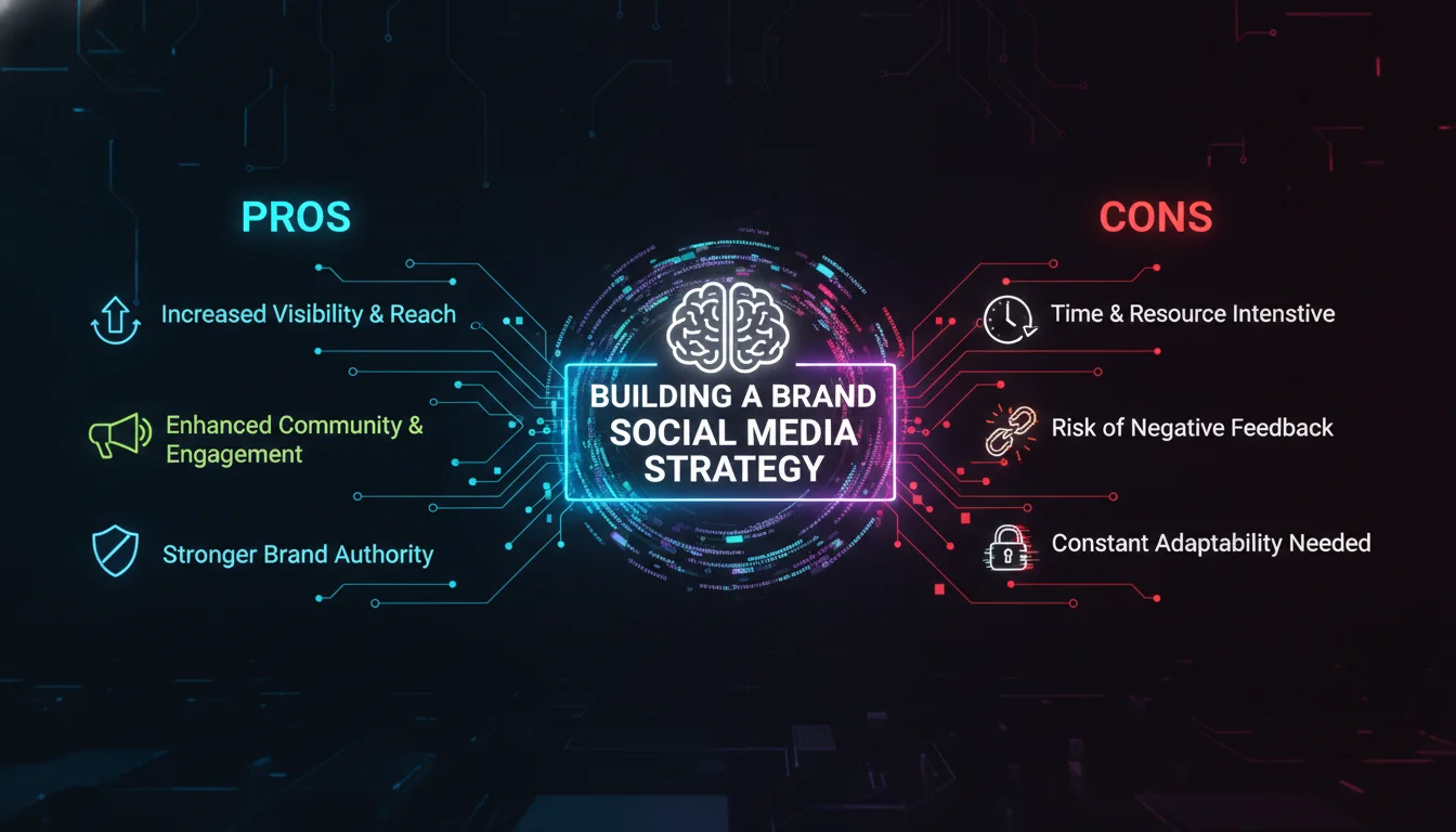 Pros and Cons of Building a Brand Social Media Strategy — illustrated overview