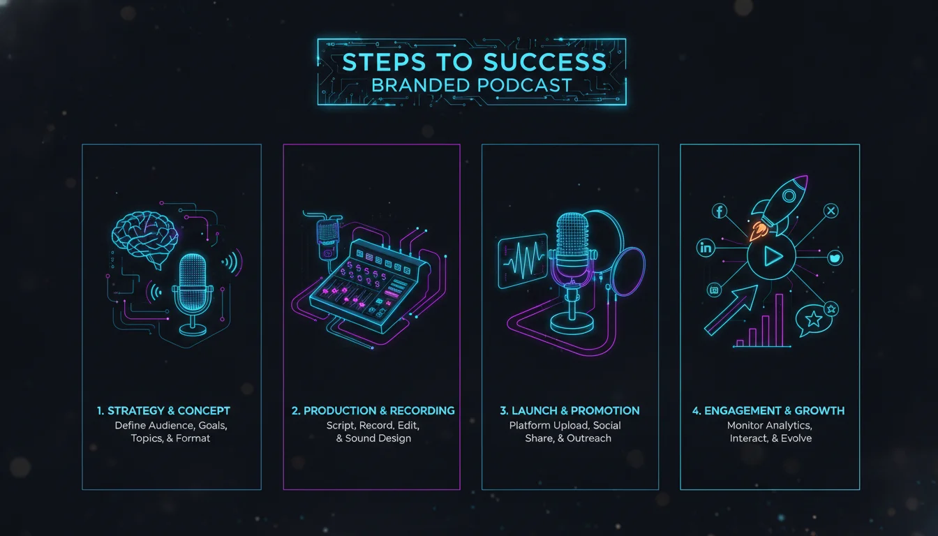 Concept illustration for Steps to Create a Successful Branded Podcast