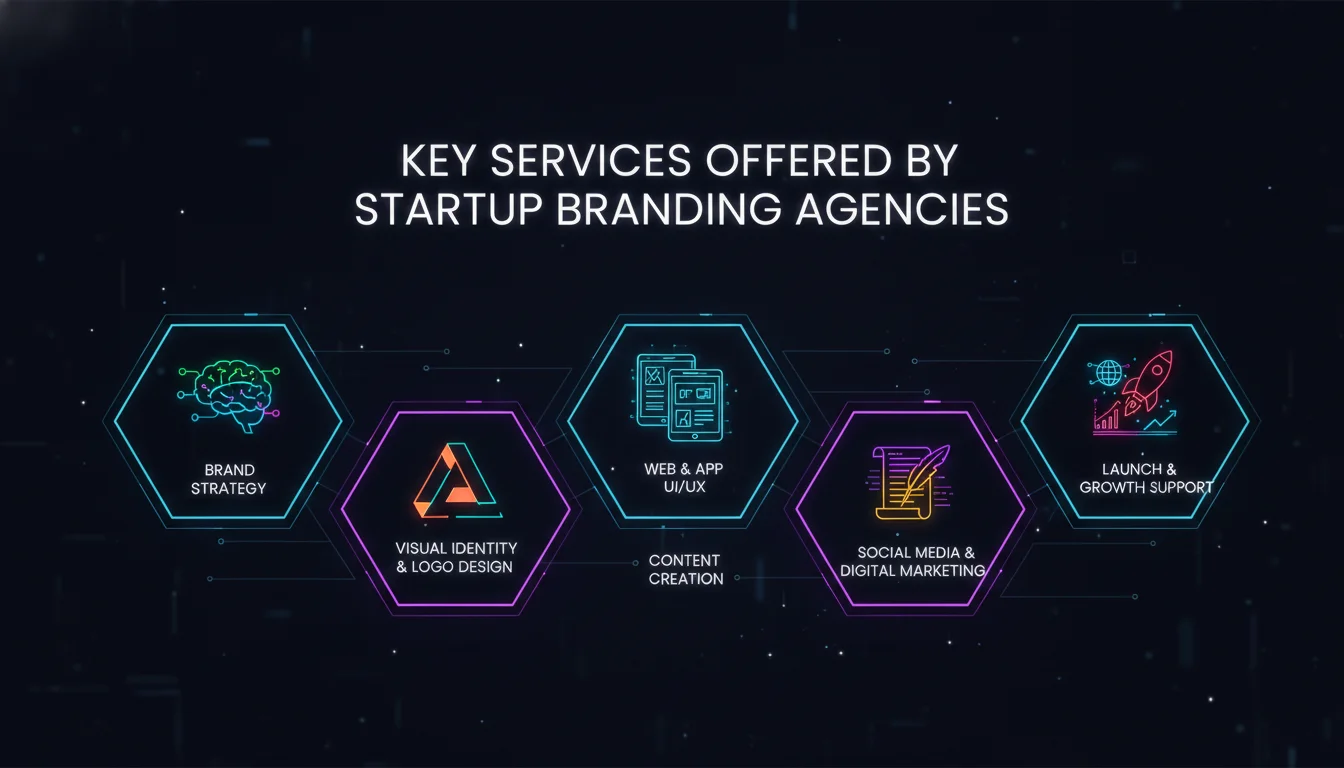 Key Services Offered by Startup Branding Agencies — illustrated overview