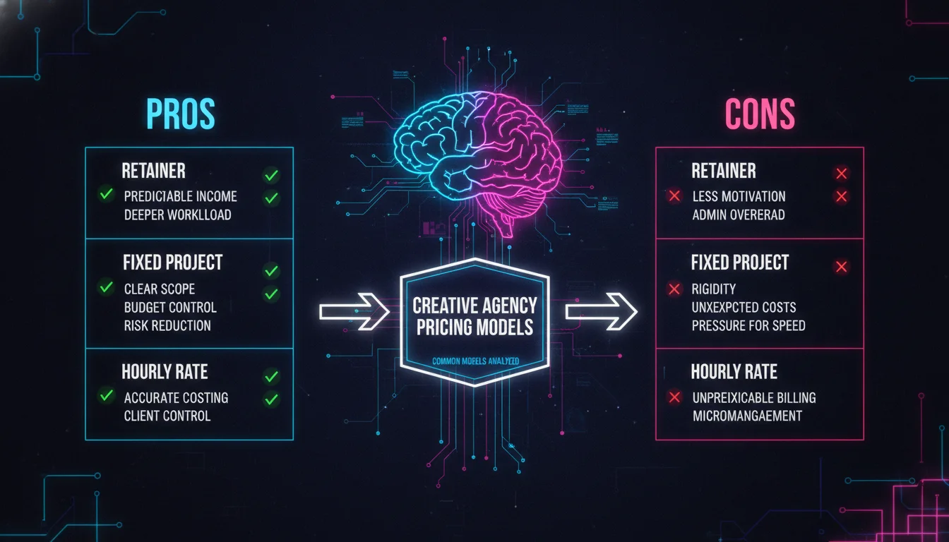 Visual guide to Pros and Cons of Common Creative Agency Pricing Models