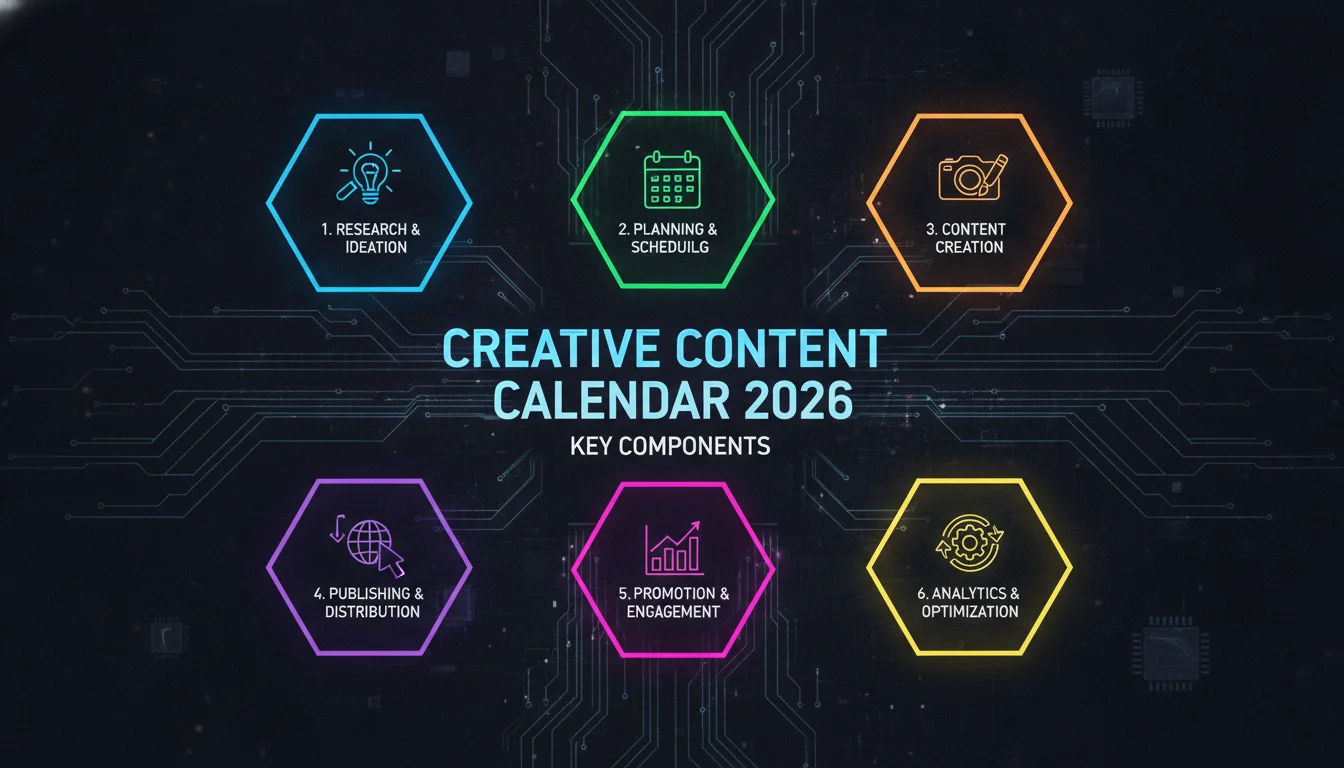 Concept illustration for Key Components of a Creative Content Calendar 2026