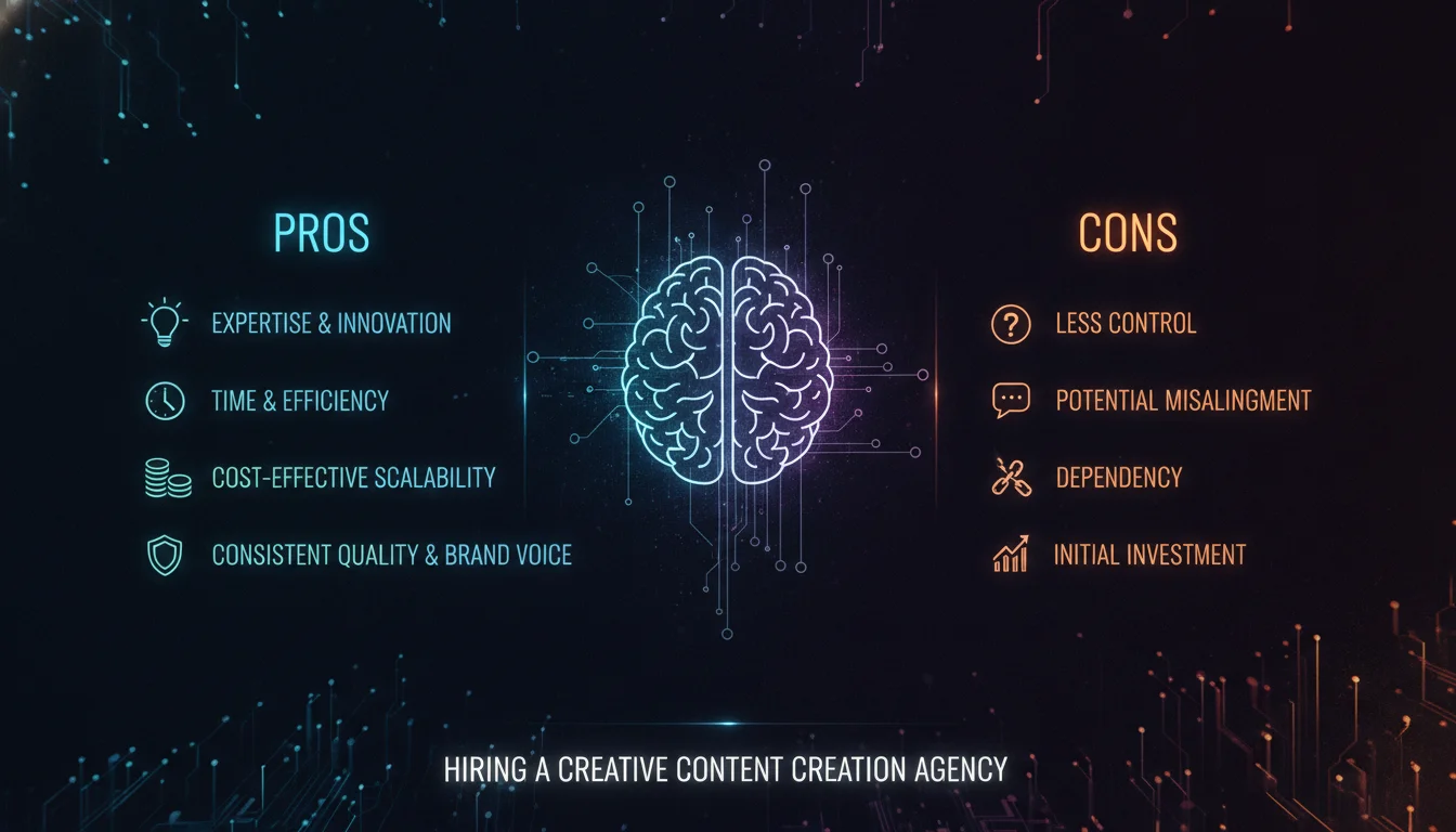 Visual guide to Pros and Cons of Hiring a Creative Content Creation Agency