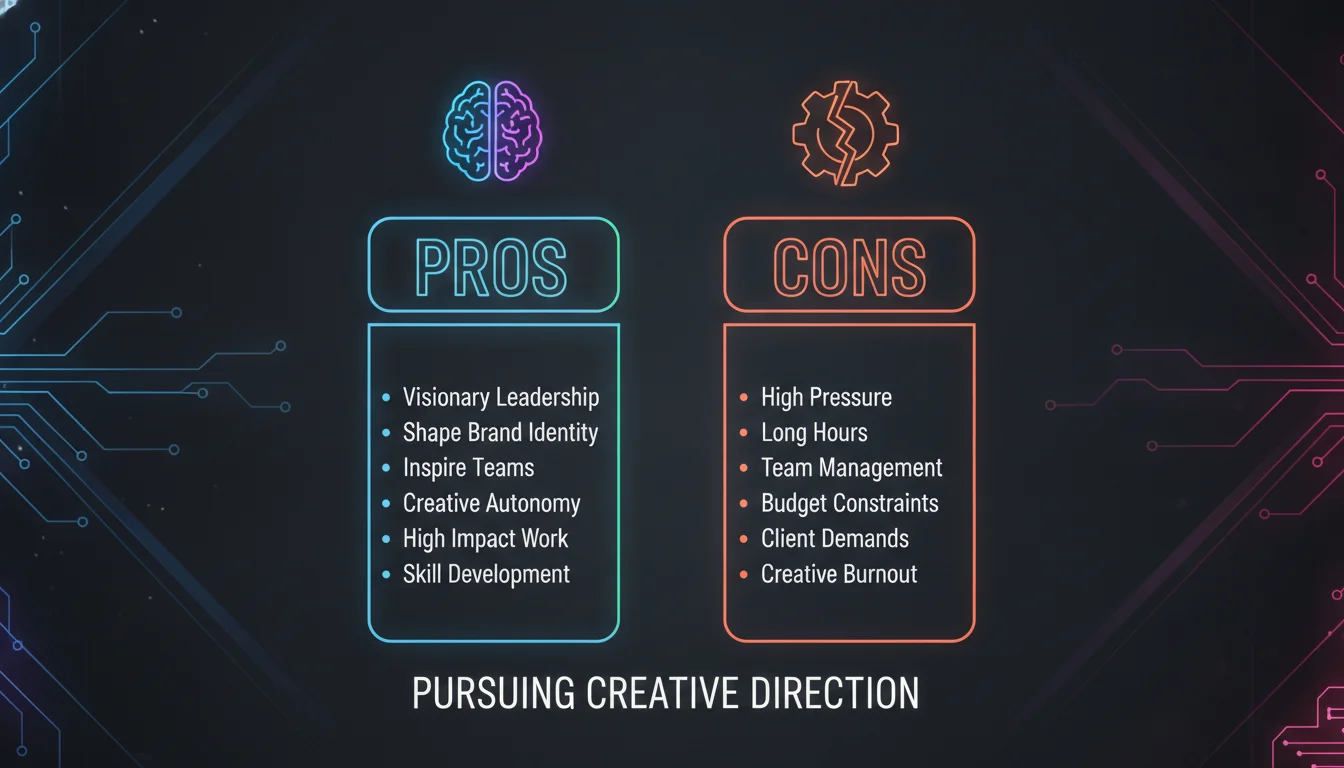 Illustration of Pros and Cons of Pursuing Creative Direction