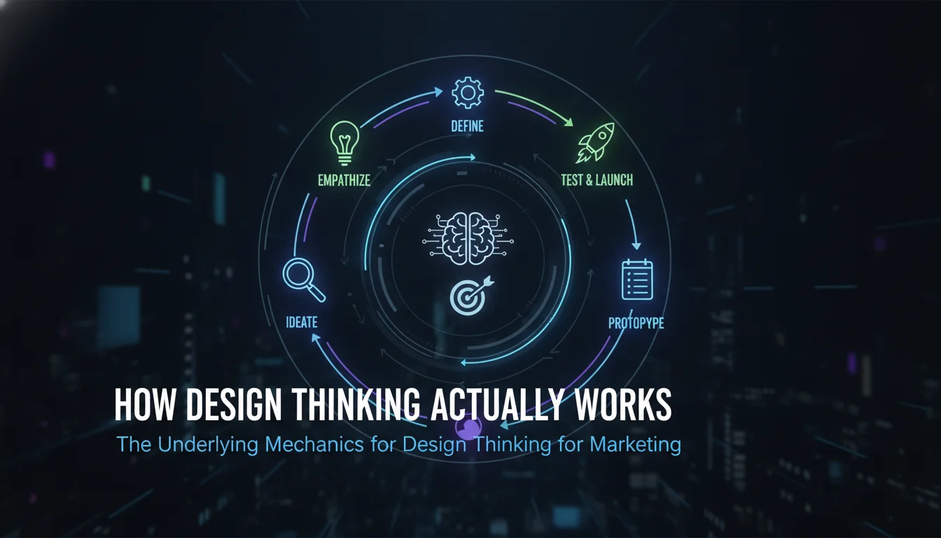 How Design Thinking Actually Works: The Underlying Mechanics — illustrated overview