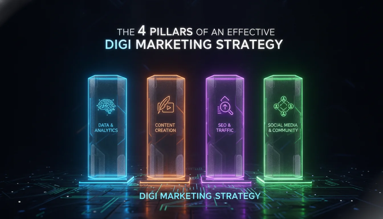 The 4 Pillars of an Effective Digi Marketing Strategy — illustrated overview