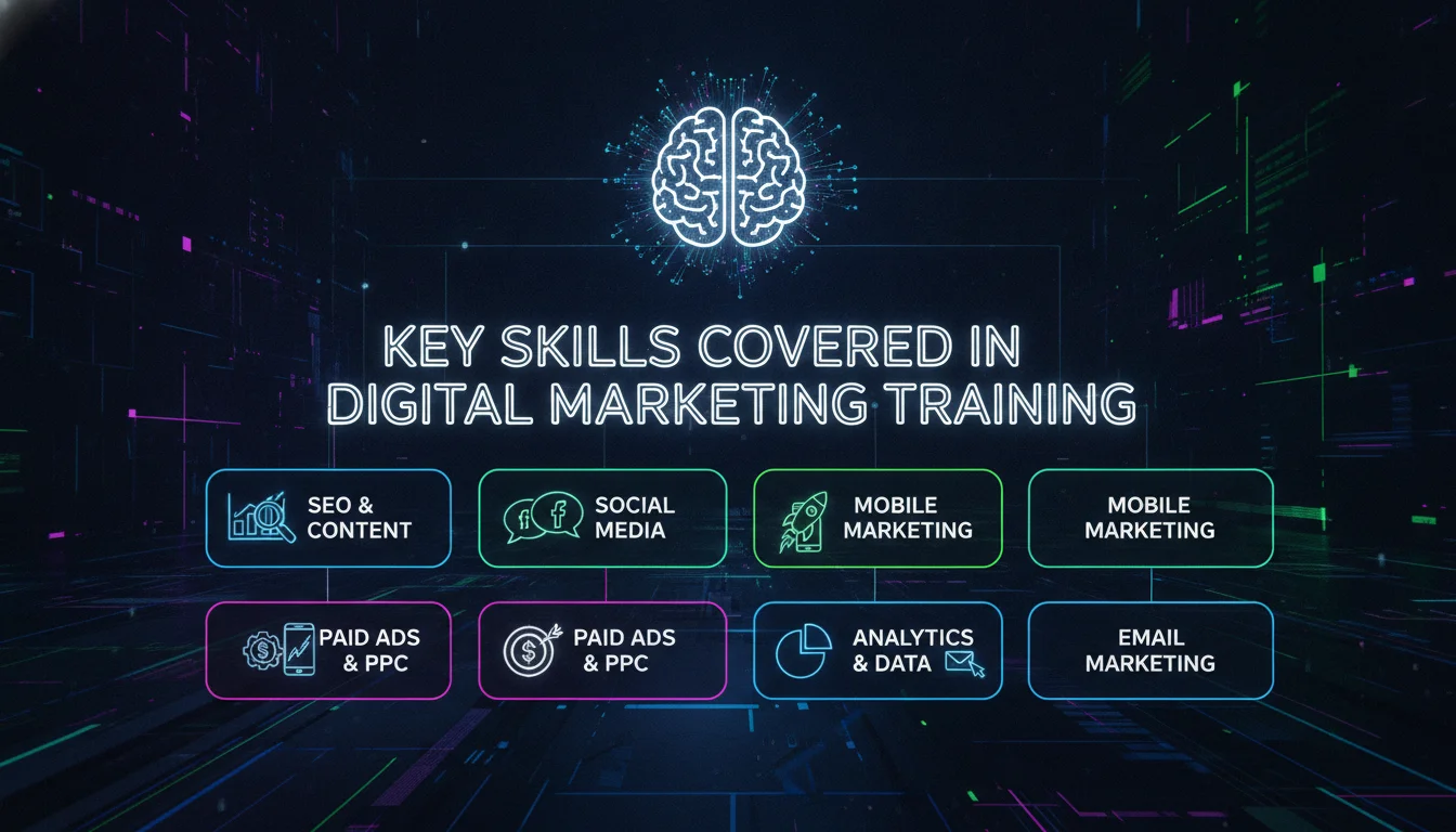 Concept illustration for Key Skills Covered in Digital Marketing Training