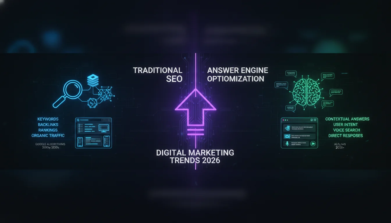 Concept illustration for Comparing Traditional SEO and Answer Engine Optimization