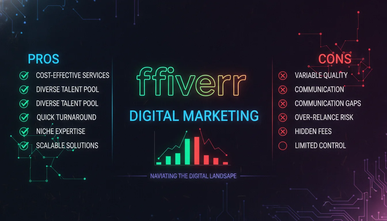 Pros and Cons of Fiverr Digital Marketing — illustrated overview