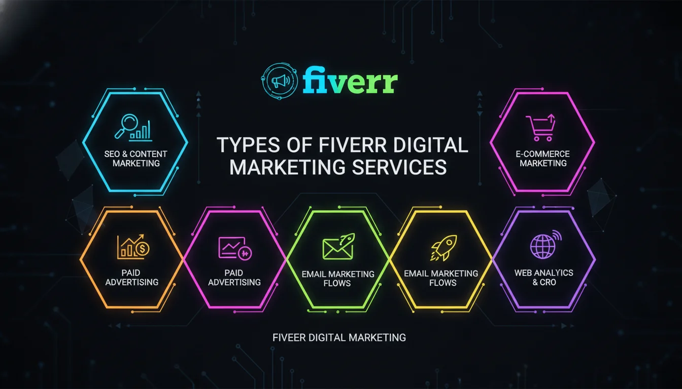 Concept illustration for Types of Fiverr Digital Marketing Services