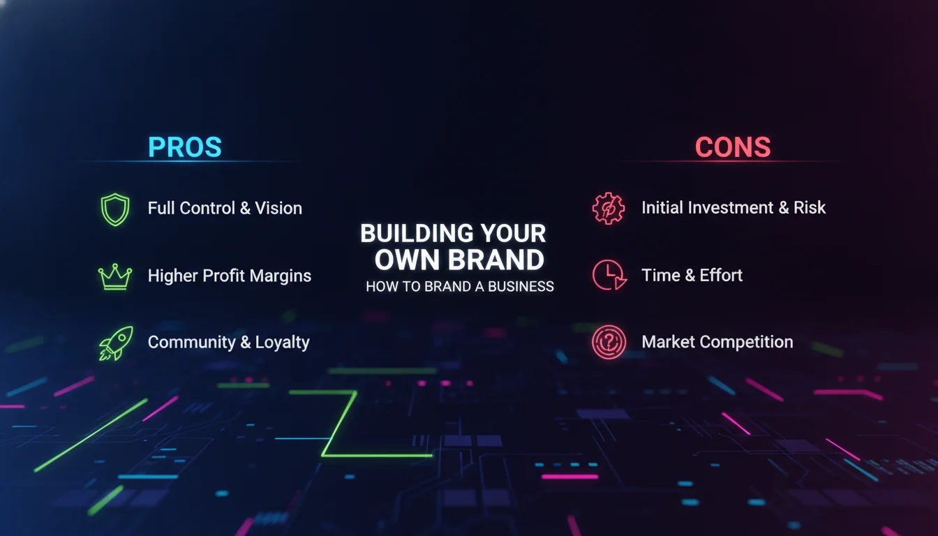 Pros and Cons of Building Your Own Brand — illustrated overview