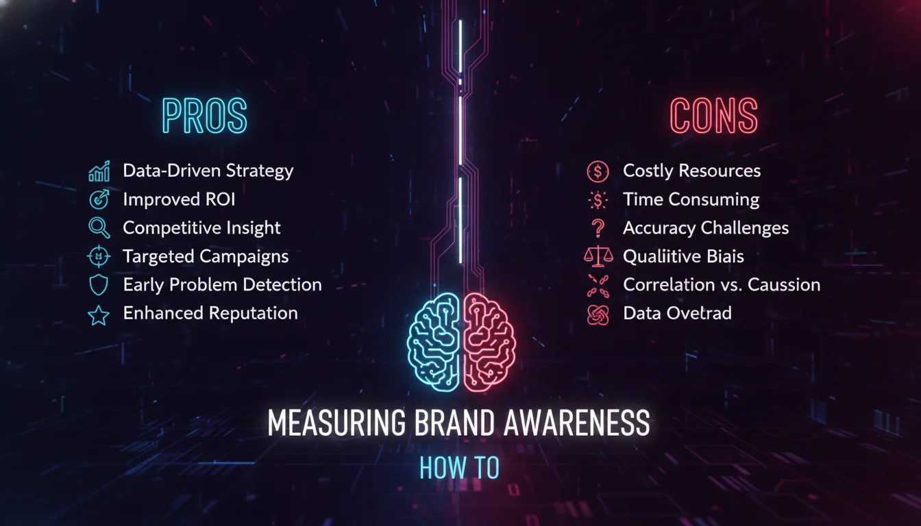 Pros and Cons of Measuring Brand Awareness — illustrated overview