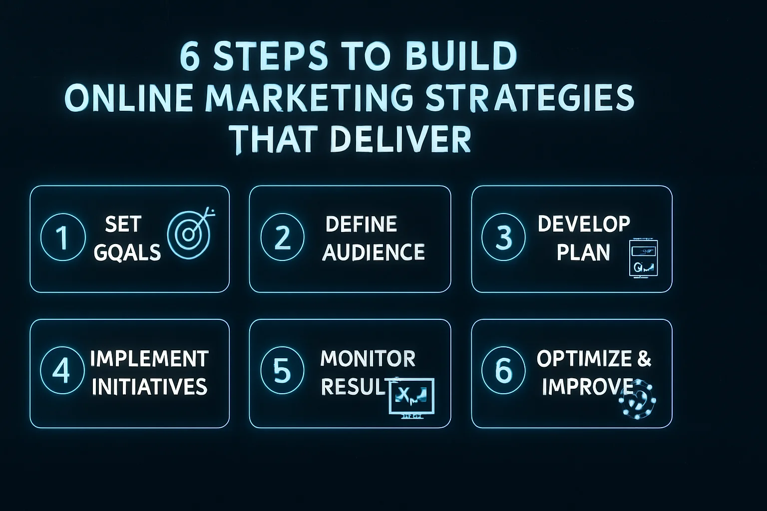 6 Steps to Build Online Marketing Strategies That Deliver — illustrated overview