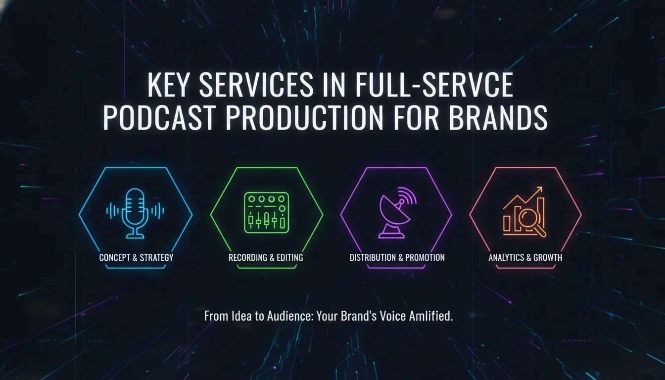 Visual guide to Key Services in Full-Service Podcast Production for Brands