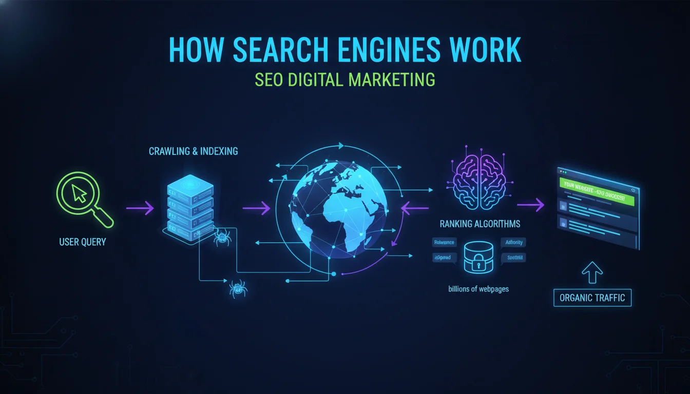How Search Engines Work — illustrated overview