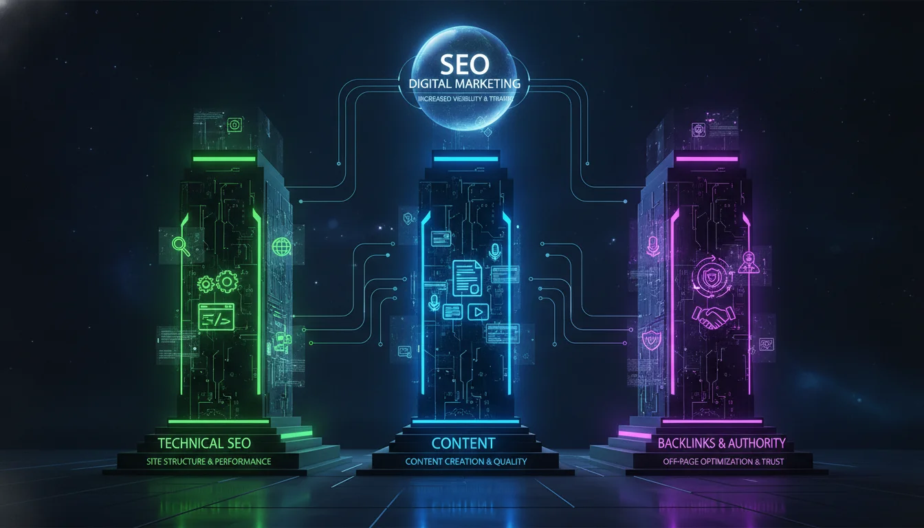 Visual guide to The Three Pillars of SEO