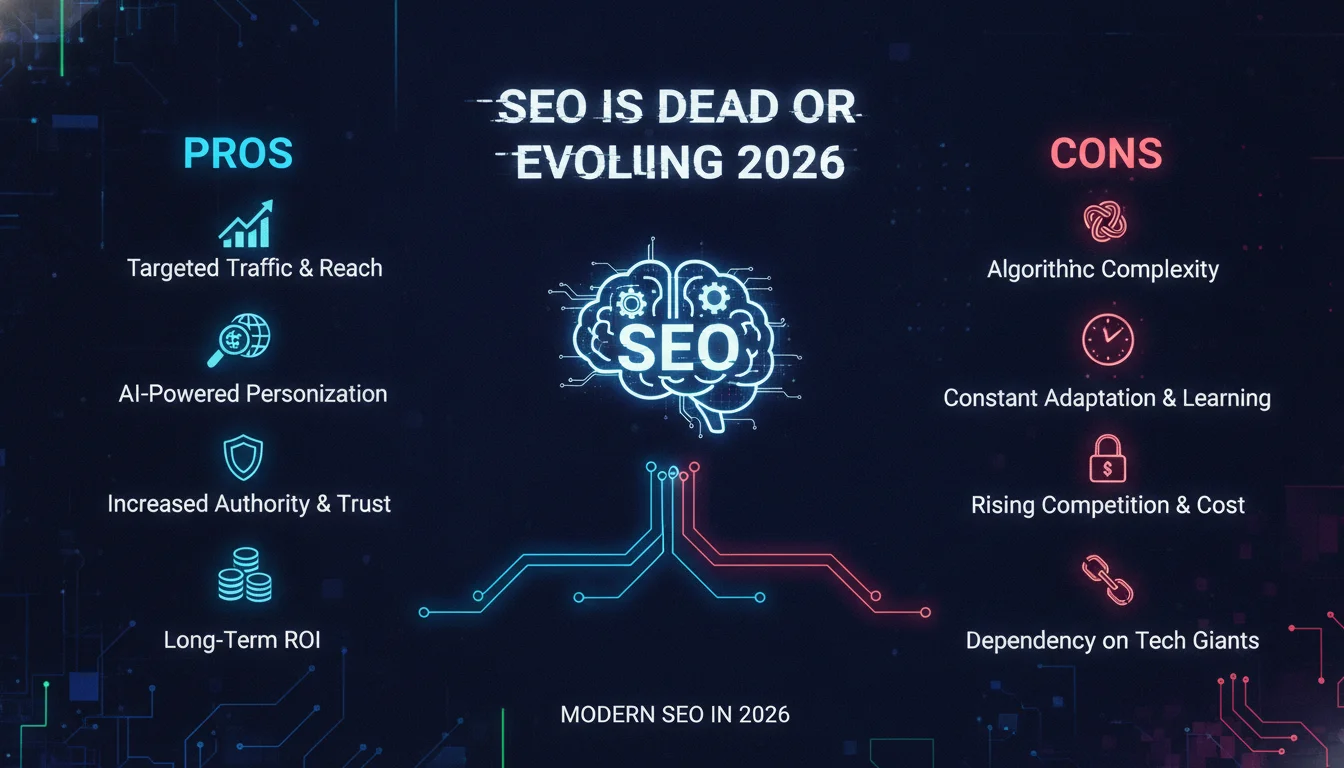 Concept illustration for Pros and Cons of Modern SEO in 2026