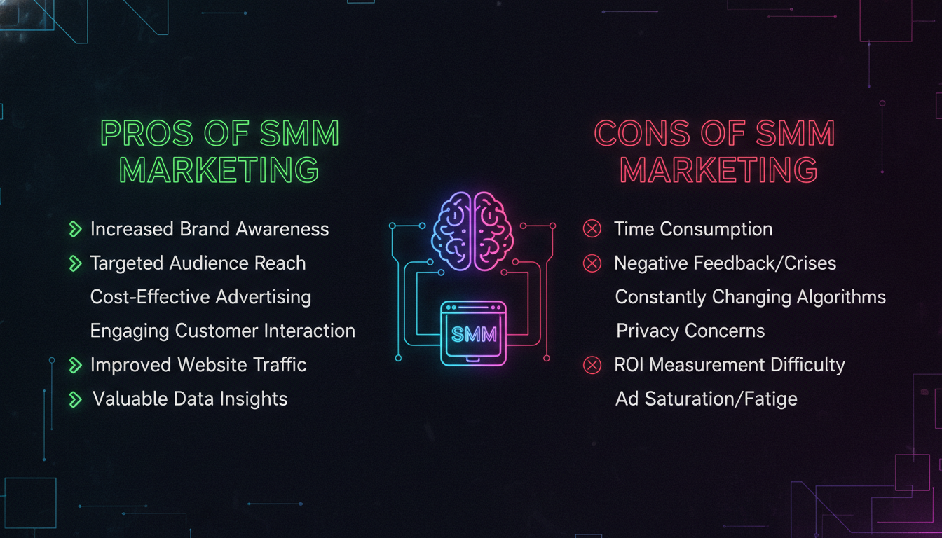Visual guide to Pros and Cons of SMM Marketing