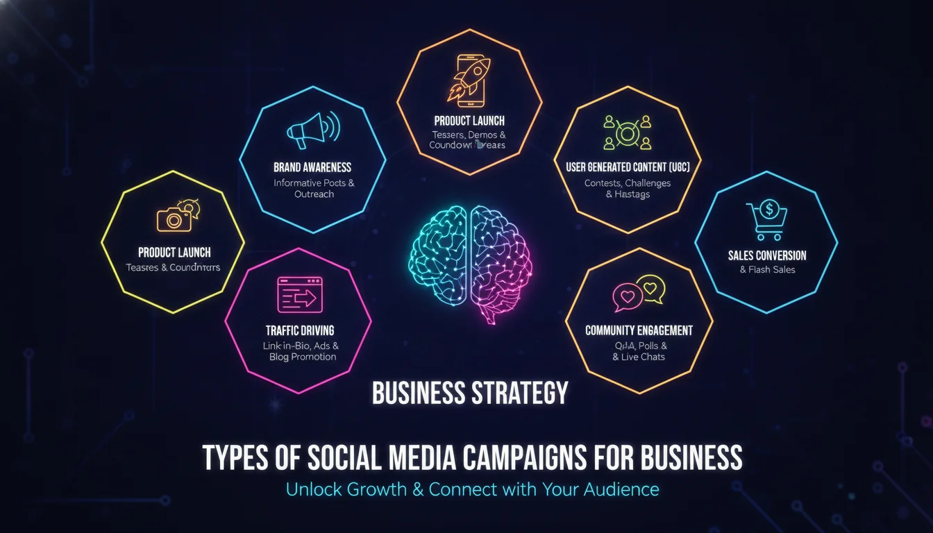 Concept illustration for Types of Social Media Campaigns for Business