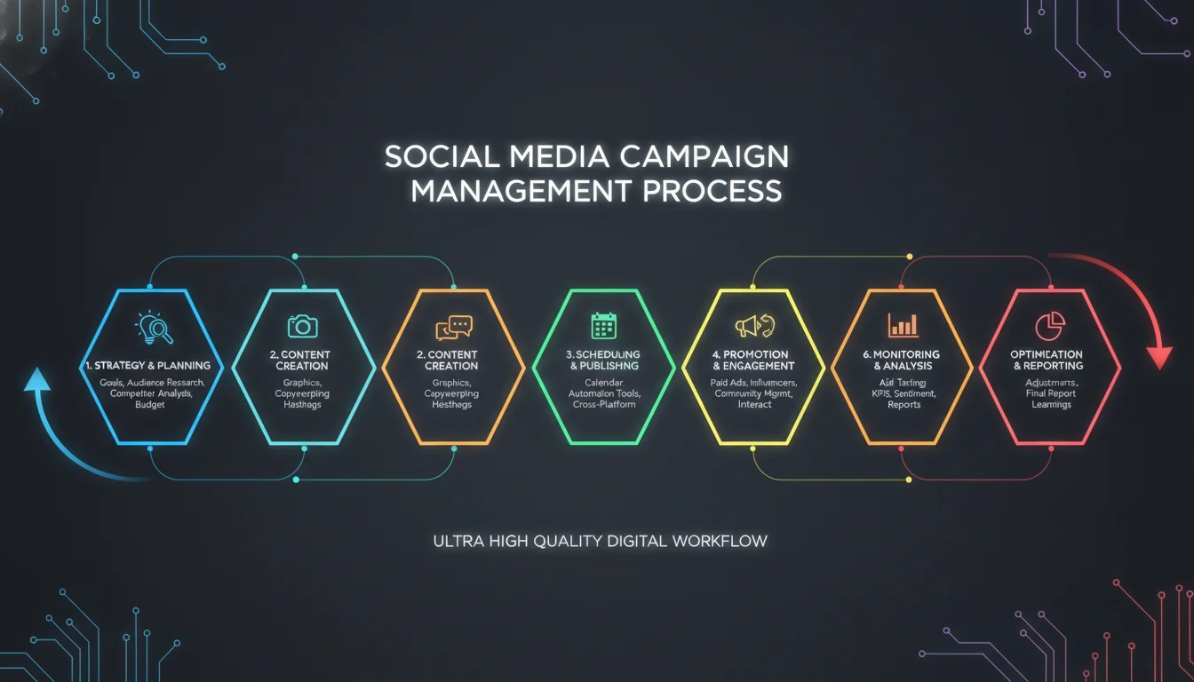 Concept illustration for Step-by-Step Social Media Campaign Management Process