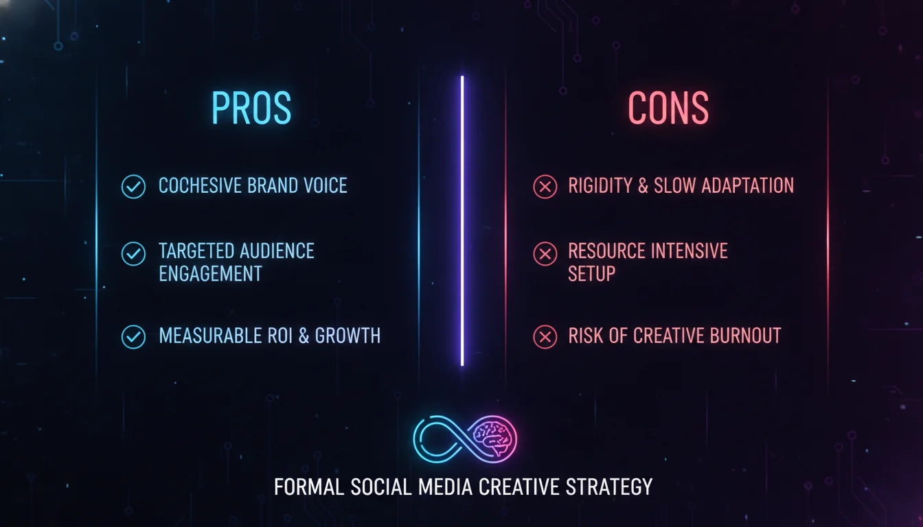 Pros and Cons of a Formal Social Media Creative Strategy — illustrated overview