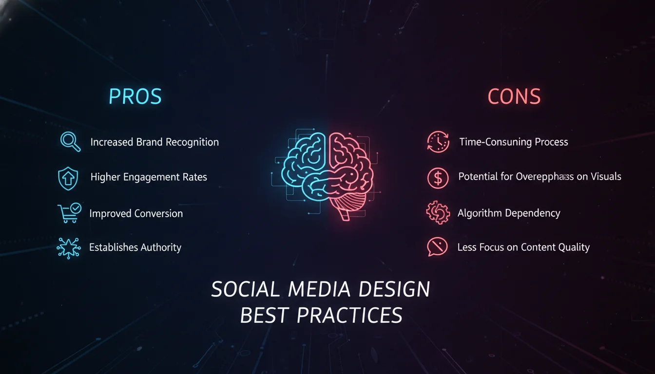 Pros and Cons of Prioritizing Social Media Design — illustrated overview