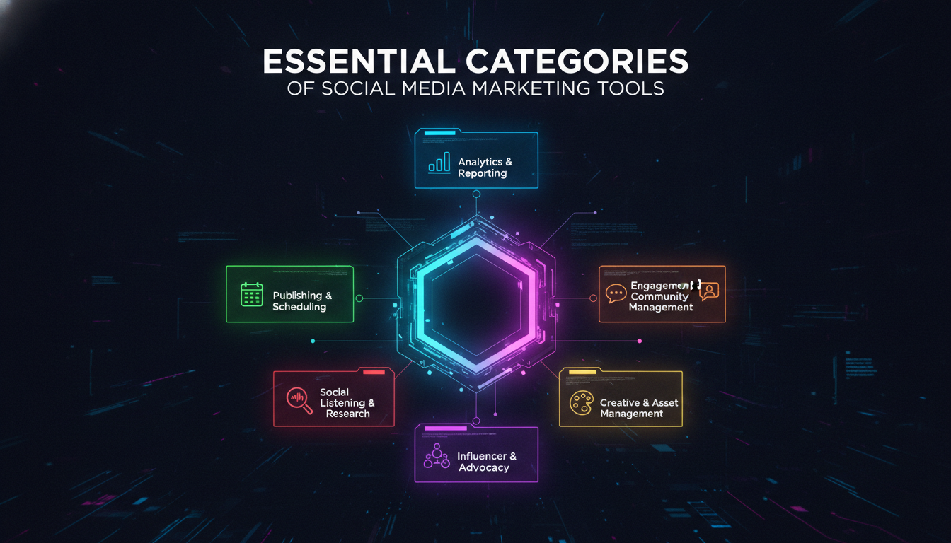 Essential Categories of Social Media Marketing Tools — illustrated overview