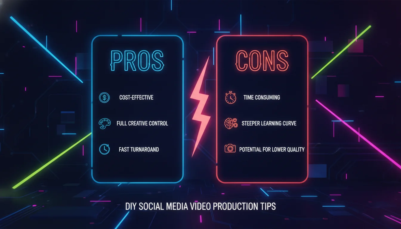 Pros and Cons of DIY Social Media Video Production — illustrated overview