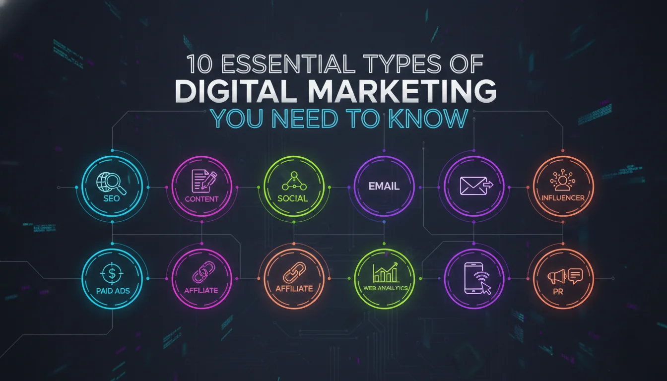 Visual guide to 10 Essential Types of Digital Marketing You Need to Know