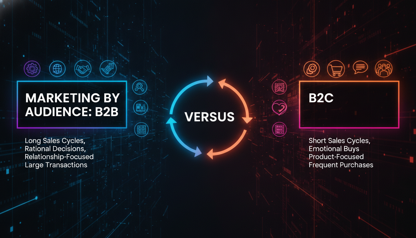 Concept illustration for Marketing by Audience: B2B vs. B2C