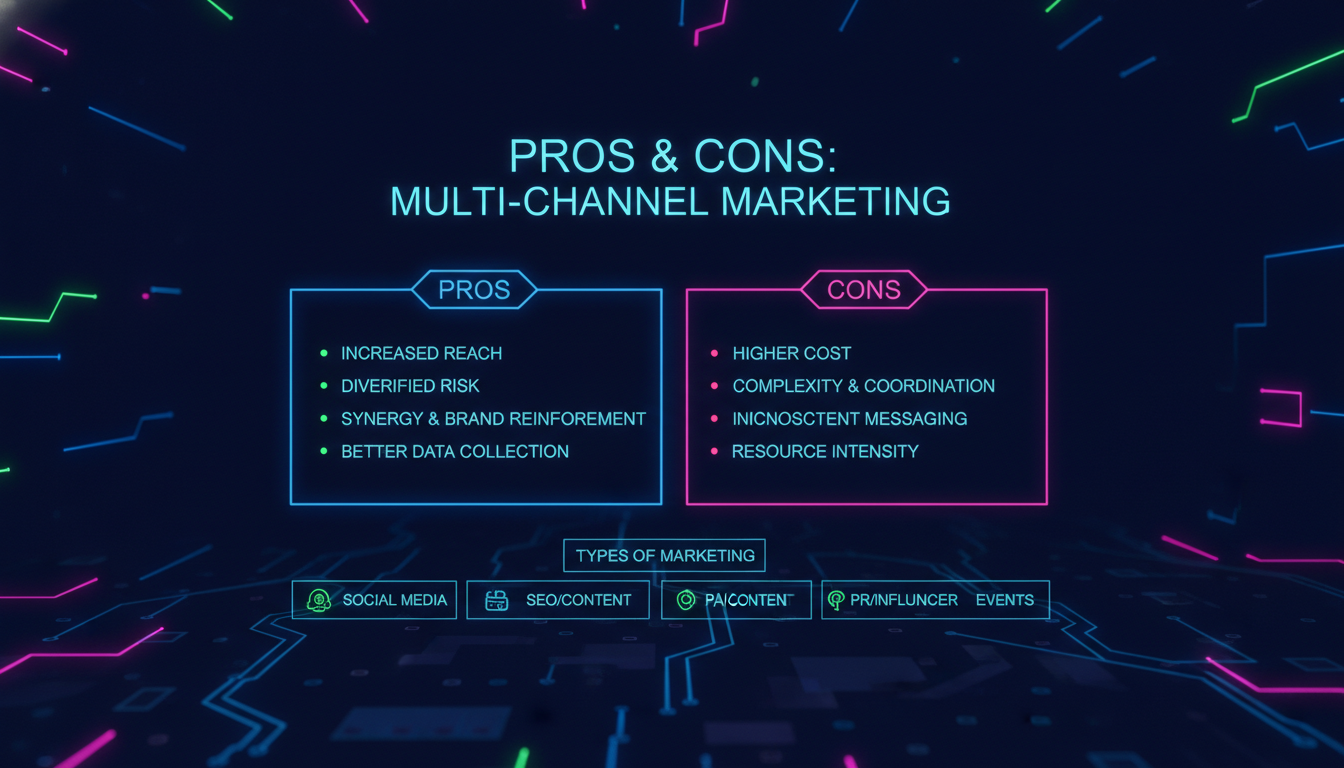 Pros and Cons of Using Multiple Types of Marketing — illustrated overview