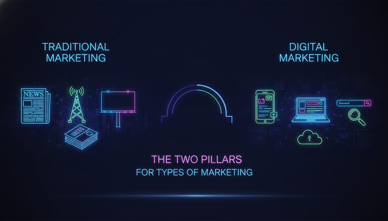 Visual guide to Traditional vs. Digital Marketing: The Two Pillars