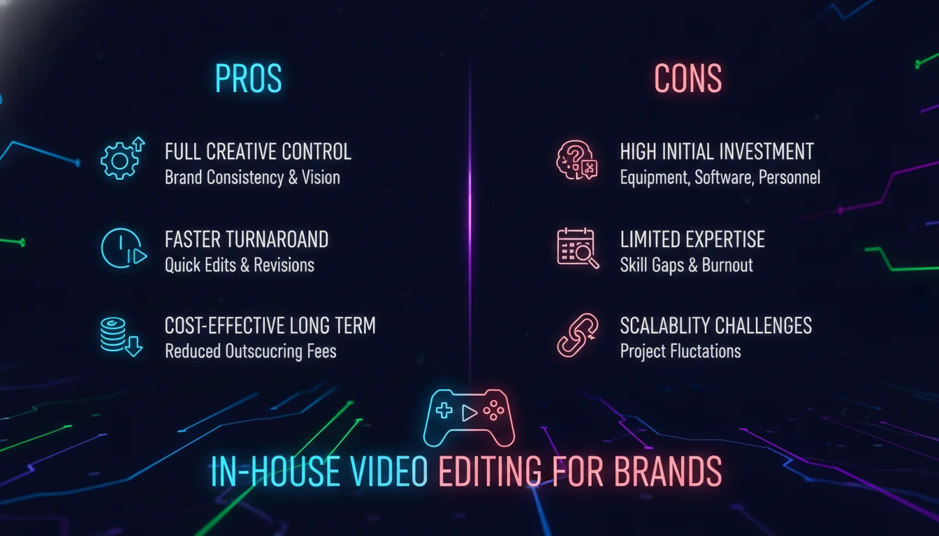 Visual guide to Pros and Cons of In-House Video Editing for Brands