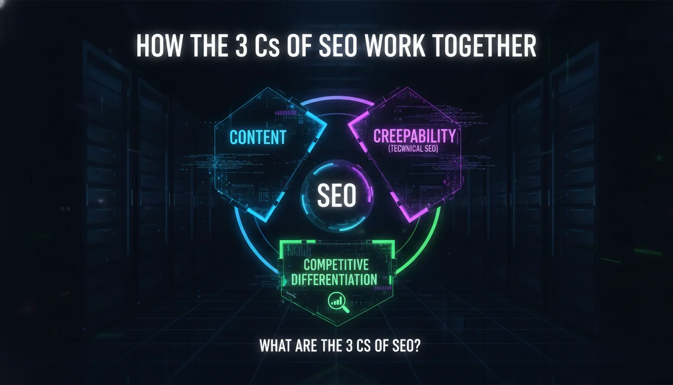 How the 3 Cs of SEO Work Together — illustrated overview